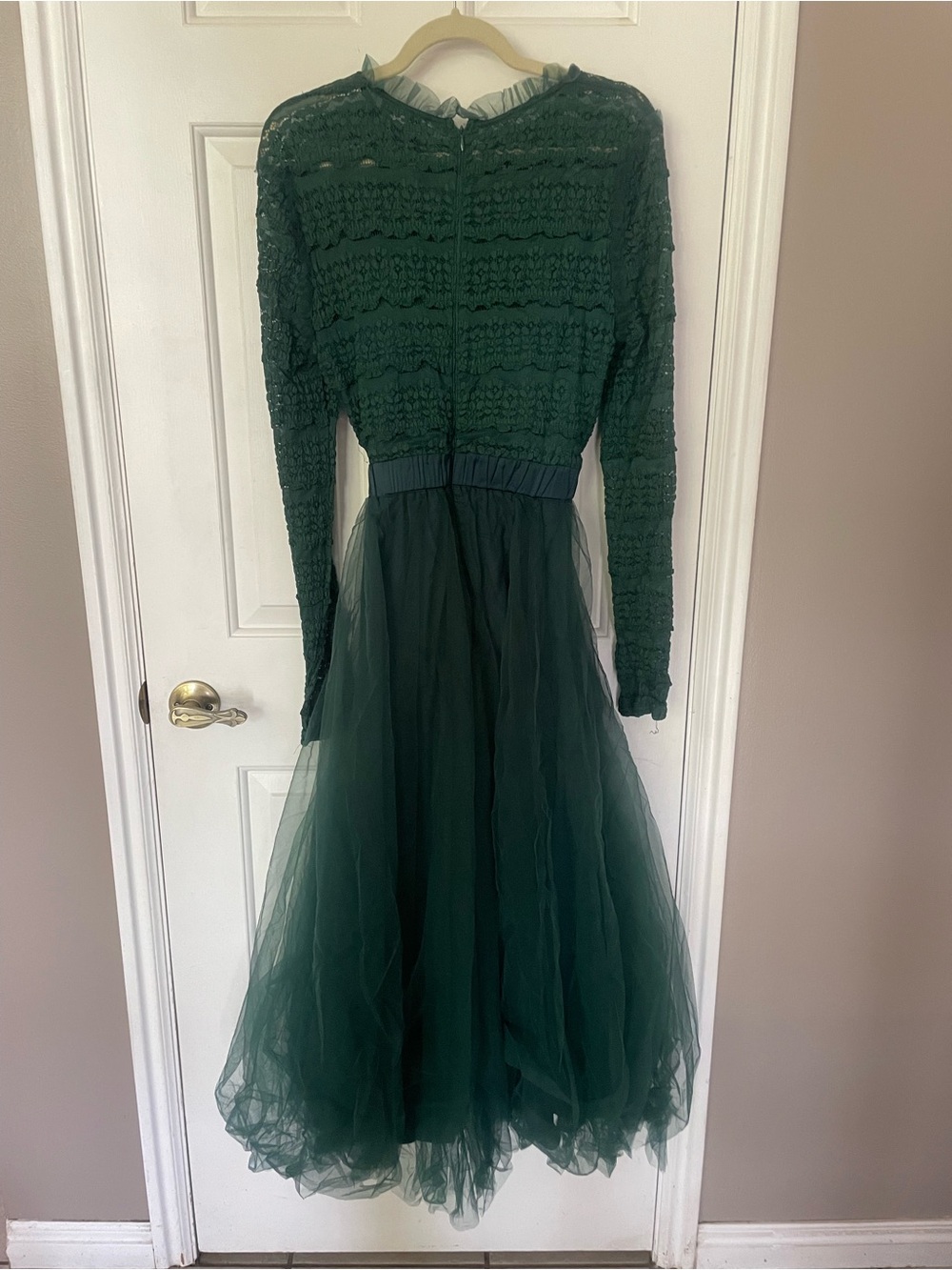 Baltic Born Forest Green Lace & Tulle Midi Dress with Waist Tie - Picture 2 of 2
